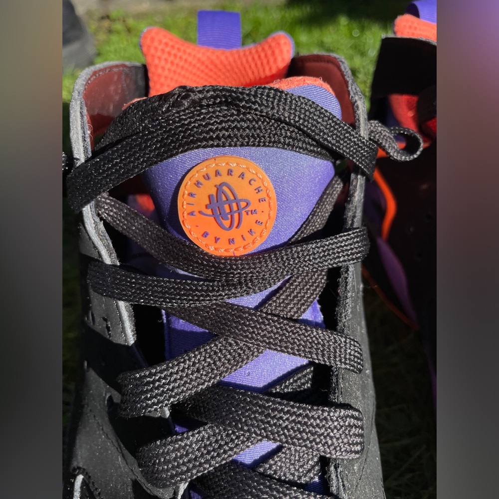 Nike Air Tech Challenge Huarache Black/Purple/Orange US11,5/EU45,5 - Picture 11 of 15